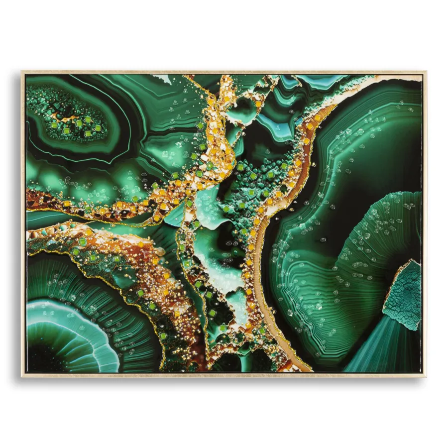 OBRAZ NA PŁÓTNIE LAKIEROWANY SZMARAGDOWY -B- Z RAMĄ 82X4X62 cm